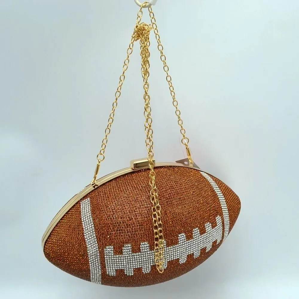 Women Football/Rugby Shaped Rhinestone Crossbody Evening Purse/Clutch/Handbag